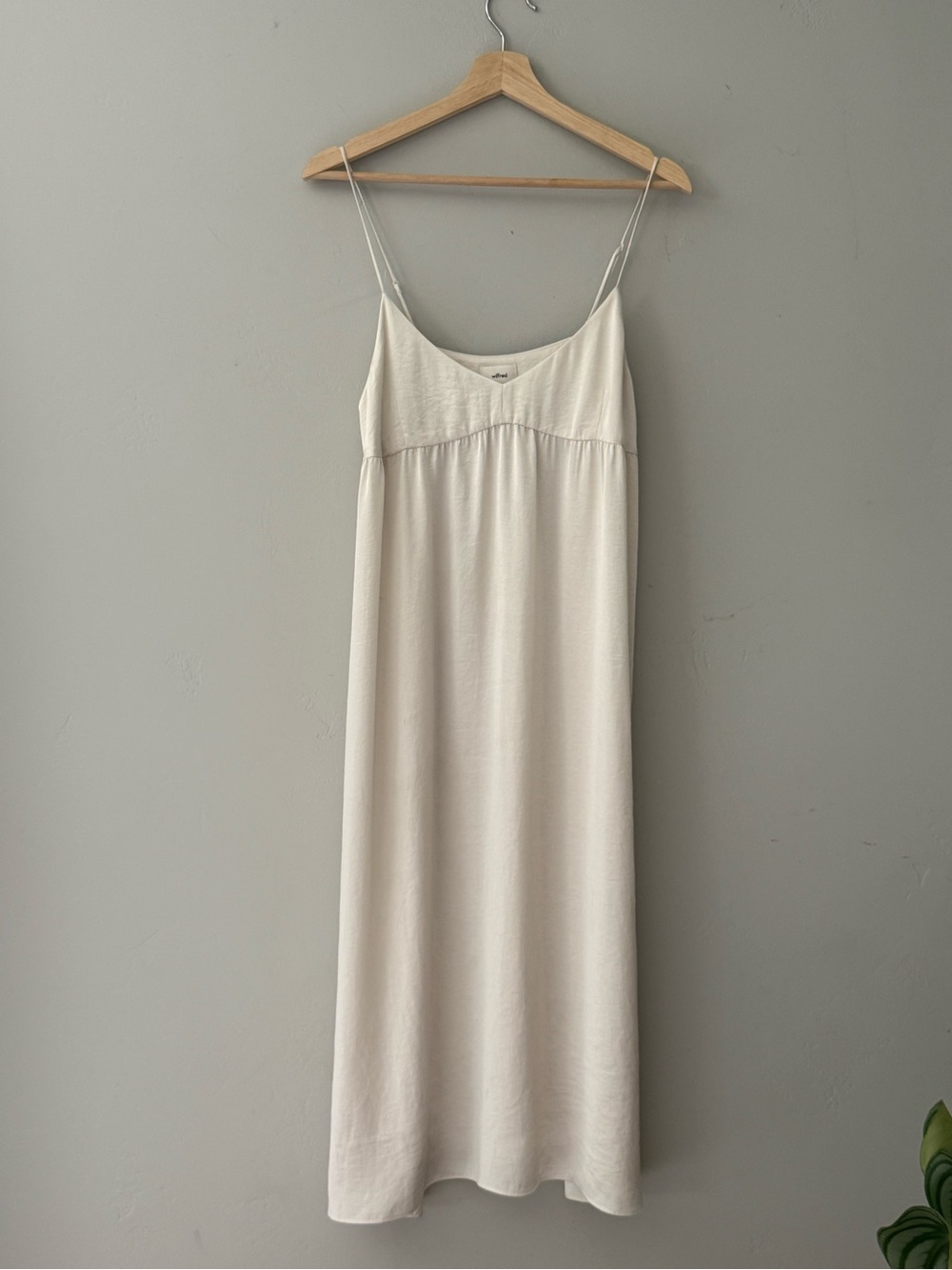 Wilfred Cream Slip Dress with Delicate Spaghetti Straps